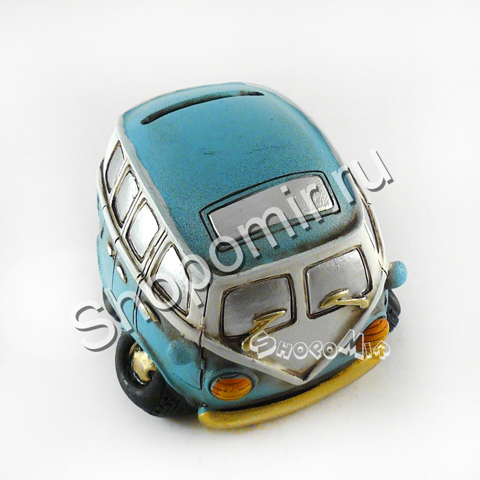 Копилка ''Ретро автобус'' голубая